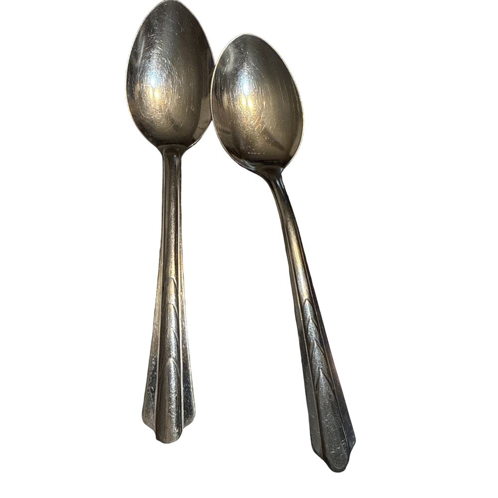 Vintage Enco & Genco Serving Spoon Set Chevron Art Deco Handle Mid Century